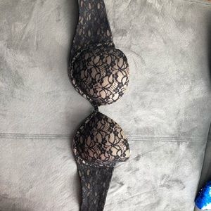 Aerie strapless black lace bra 36C